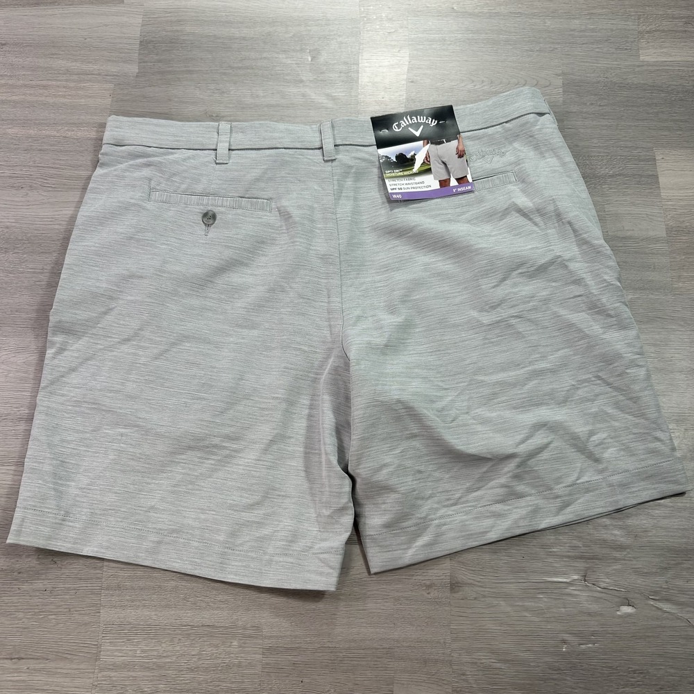 NEW Callaway Golf Shorts Mens 40 Gray Stretch Chino Opti-Dri 9 Inch Inseam